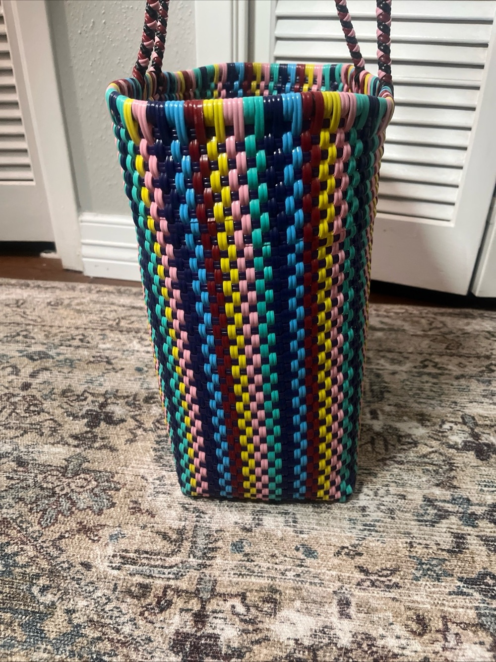 Maria Victoria ORZCO Handwoven Tote Bag  Braided Handle Sz 13.58x7x13 10.5” - Picture 5 of 11